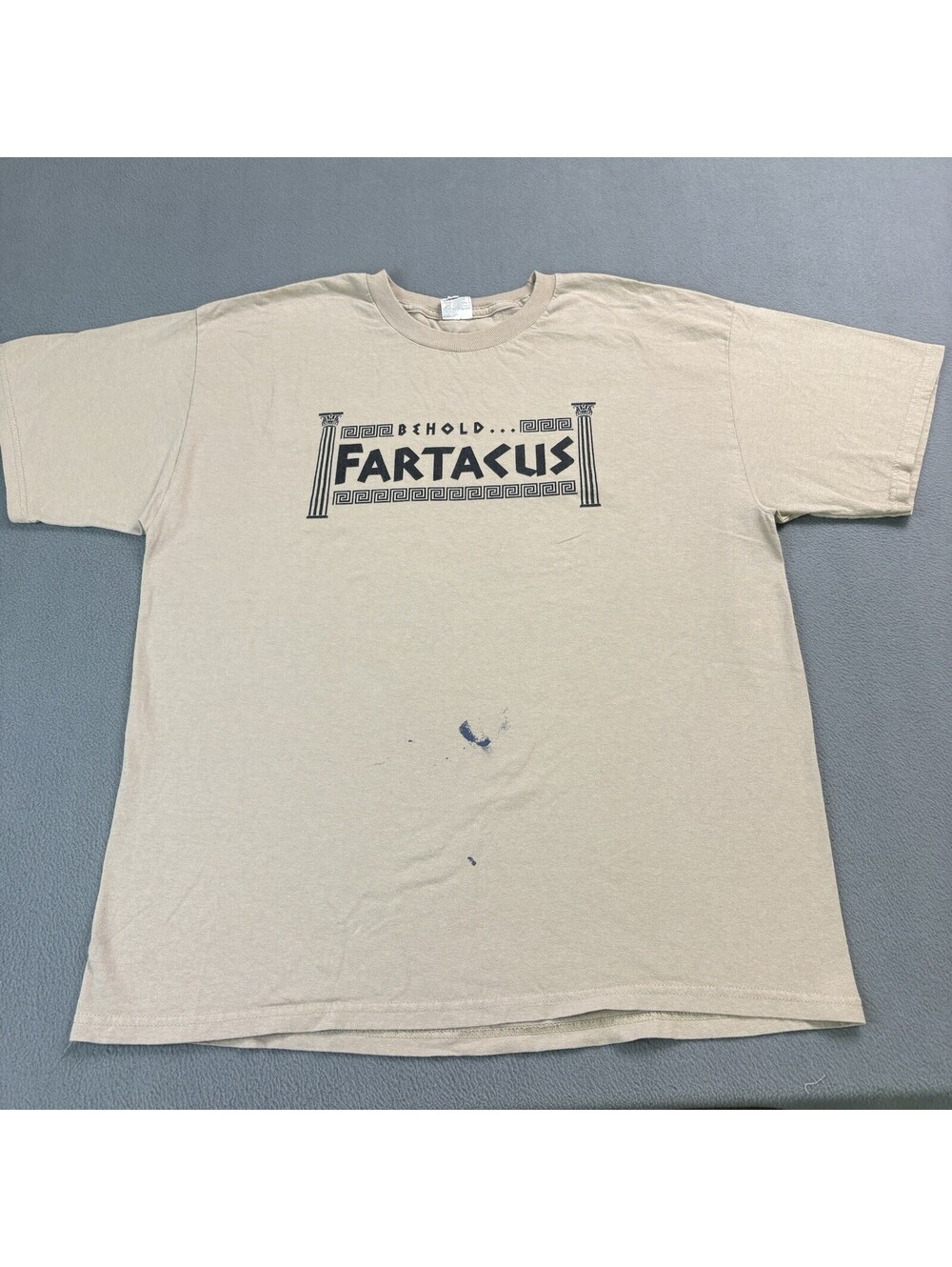 Vintage Behold Fartacus Joke Humor Funny T Shirt Size XL Beige